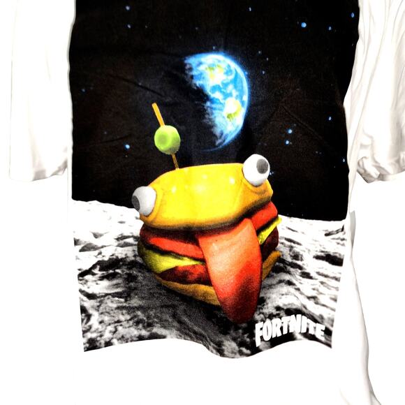 NWT FORTNITE MEN'S "BURGER SPACE" WHITE TEE-SHIRT SIZE LARGE - Picture 2 of 5